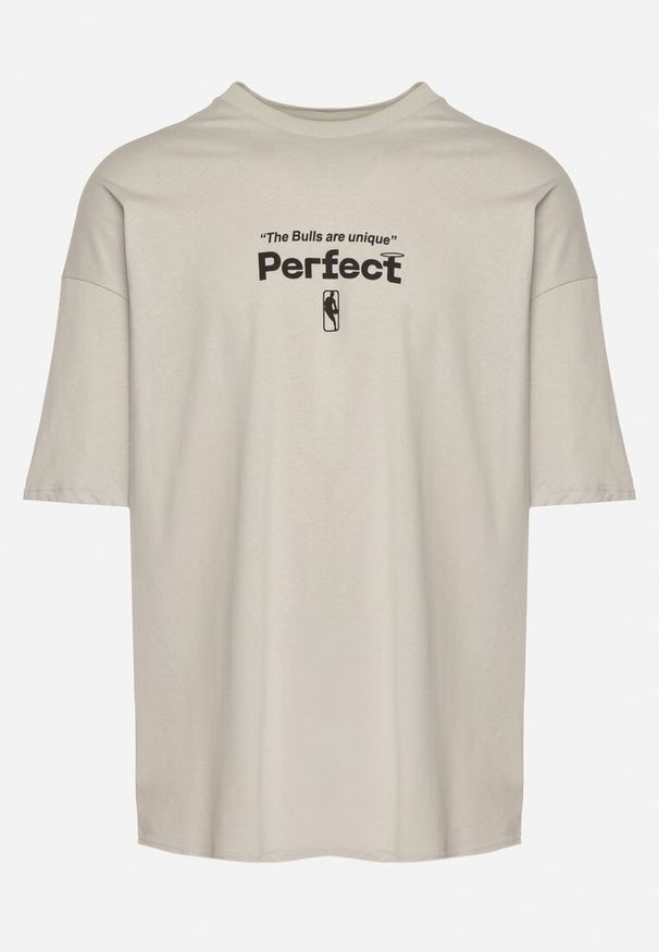 Born2be - Szara Bawełniana Koszulka T-shirt z Krótkim Rękawem Ozdobiony Nadrukami Citara. Kolor: szary. Materiał: bawełna. Długość rękawa: krótki rękaw. Długość: krótkie. Wzór: nadruk, aplikacja. Styl: klasyczny