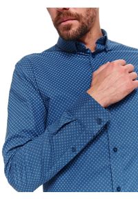 TOP SECRET - Koszula długi rękaw męska slim fit. Kolor: niebieski. Materiał: materiał. Długość rękawa: długi rękaw. Długość: długie. Sezon: wiosna. Styl: elegancki #2