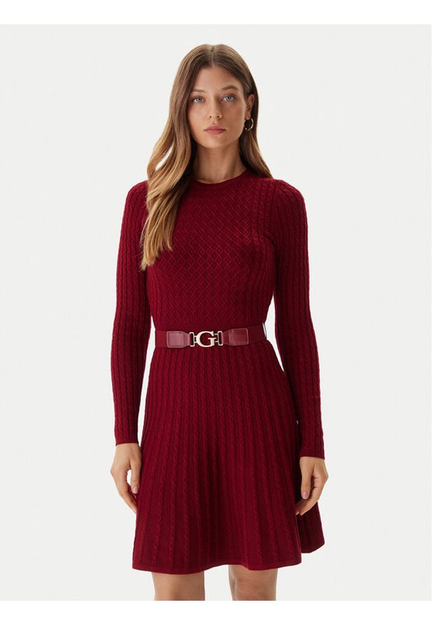 Guess Sukienka dzianinowa W5BK68 Z2YJ2 Czerwony Slim Fit. Kolor: czerwony. Materiał: syntetyk