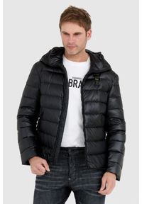 Blauer USA - BLAUER Czarna puchowa kurtka Enrique z goglami. Kolor: czarny. Materiał: puch