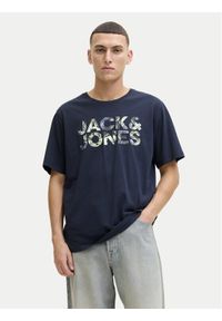 Jack & Jones T-Shirt Ejeff Logo 12288536 Granatowy Regular Fit. Kolor: niebieski. Materiał: bawełna #1