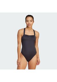 Adidas - Strój do pływania Iconisea Padded Premium X-Back. Kolor: biały, wielokolorowy, czarny. Materiał: materiał