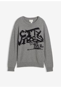 bonprix - Sweter z czystej bawełny. Kolor: szary. Materiał: bawełna #1