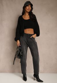 Renee - Szare Jeansy Mom Fit High Waist Ralima. Stan: podwyższony. Kolor: szary. Długość: długie