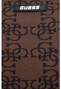 Guess longsleeve damski kolor brązowy. Typ kołnierza: dekolt w karo. Kolor: brązowy. Materiał: dzianina. Długość rękawa: długi rękaw #2