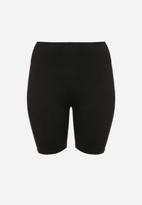 Born2be - Czarne Szorty Typu Kolarki z Gumką w Pasie Olifea. Okazja: na co dzień. Stan: podwyższony. Kolekcja: plus size. Kolor: czarny. Materiał: satyna. Styl: casual #3