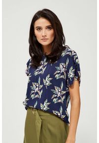 MOODO - Bluzka z wiskozy z nadrukiem. Typ kołnierza: bez kołnierzyka. Materiał: wiskoza. Długość rękawa: krótki rękaw. Długość: krótkie. Wzór: nadruk #1