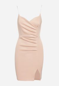 Born2be - Różowa Dopasowana Sukienka z Rozcięciem na Nogę Lunitena. Kolor: różowy. Materiał: materiał. Typ sukienki: dopasowane. Styl: elegancki, klasyczny #5