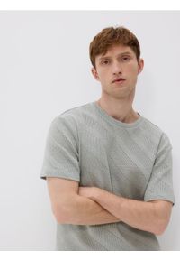 Reserved - Strukturalny t-shirt comfort fit - jasnozielony. Kolor: zielony. Materiał: bawełna, dzianina