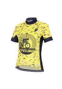 MADANI - Koszulka rowerowa męska madani. Kolor: szary, żółty, wielokolorowy. Sport: kolarstwo