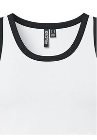 Pieces Top May 17154484 Biały Slim Fit. Kolor: biały. Materiał: bawełna #6