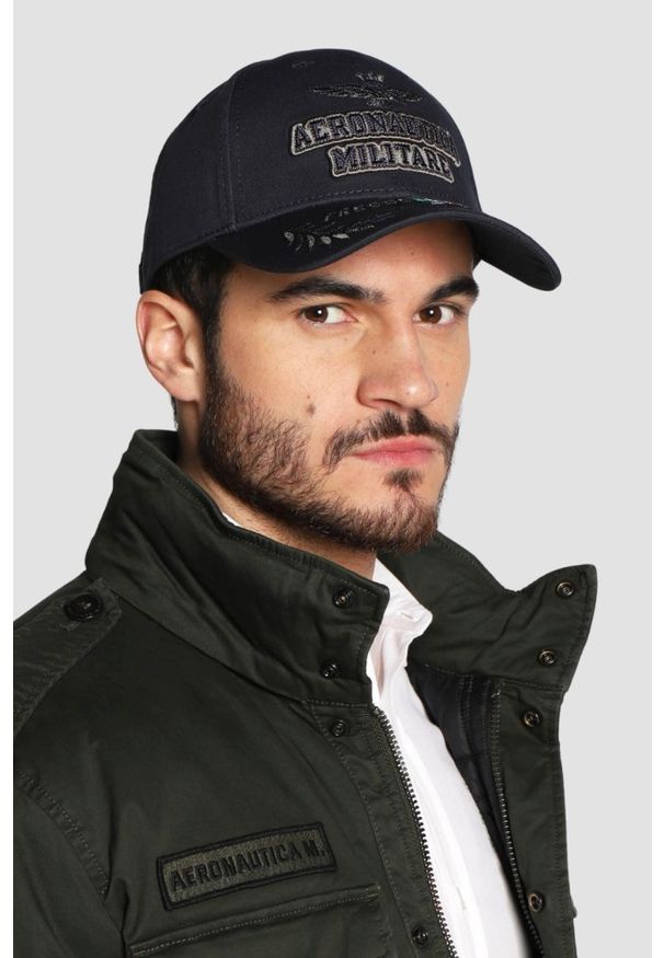 Aeronautica Militare - AERONAUTICA MILITARE Granatowa męska czapka 3d Embroidered. Kolor: niebieski