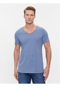 Tommy Jeans T-Shirt Tjm Slim Jaspe V Neck DM0DM09587 Niebieski Slim Fit. Kolor: niebieski. Materiał: syntetyk, bawełna