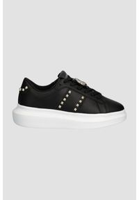 Just Cavalli - JUST CAVALLI Czarne skórzane sneakersy FONDO URSA DIS. 3, Rozmiar 37. Kolor: czarny. Materiał: skóra