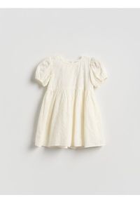 Reserved - Sukienka z haftowanym wzorem - złamana biel. Materiał: bawełna. Wzór: haft #1