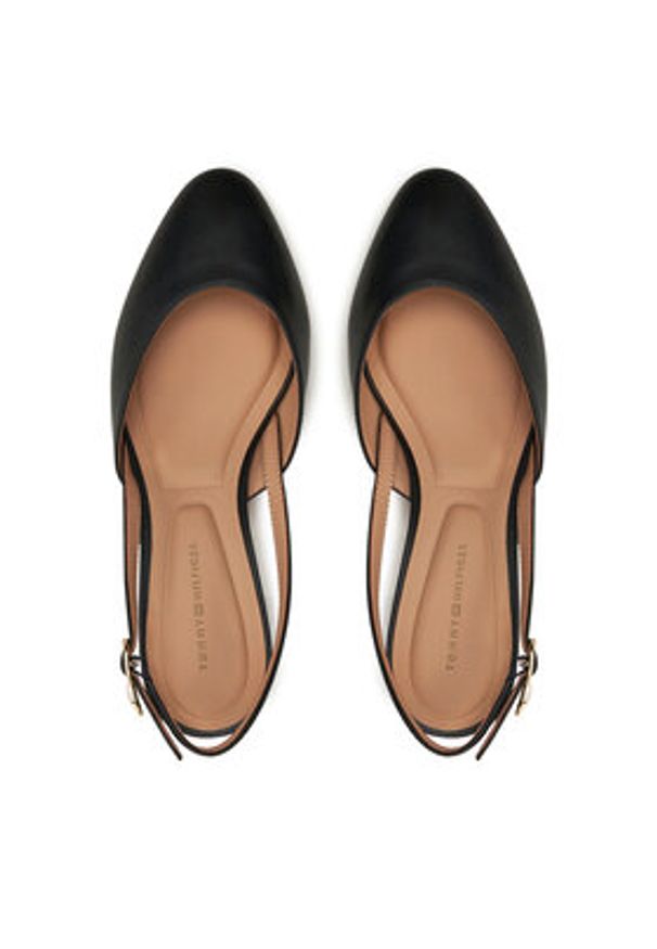 TOMMY HILFIGER - Tommy Hilfiger Sandały Pump Slingback Smooth Leather FW0FW08621 Czarny. Kolor: czarny. Materiał: skóra