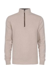 Ochnik - Bawełniany beżowy sweter męski. Kolor: beżowy. Materiał: bawełna