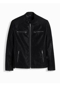 Ombre Clothing - Kurtka męska biker ze stójką w stylu retro – czarna V2. Typ kołnierza: kołnierzyk stójkowy. Kolor: czarny. Materiał: skóra, poliester, materiał. Styl: retro #5