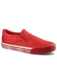Big-Star - Czerwone Tenisówki Big Star Modne Obuwie Damskie. Okazja: na co dzień. Kolor: czerwony. Materiał: materiał. Styl: casual, sportowy