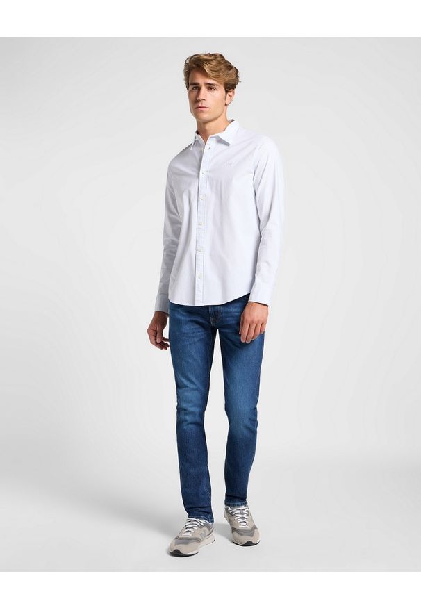 Lee - MESKA KOSZULA LEE PATCH SHIRT SHY BLUE BRIGHT WHITE 112363910