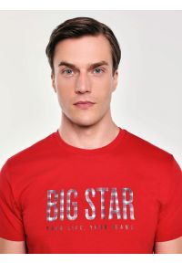 Big-Star - Koszulka męska z logo BIG STAR czerwona Melsar 603. Kolor: czerwony. Materiał: dzianina. Wzór: nadruk. Styl: wizytowy, klasyczny #4