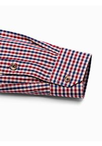 Ombre Clothing - Koszula męska z długim rękawem - czerwona K534 - L. Typ kołnierza: kołnierzyk klasyczny. Kolor: czerwony. Materiał: bawełna, poliester. Długość rękawa: długi rękaw. Długość: długie. Styl: klasyczny #2