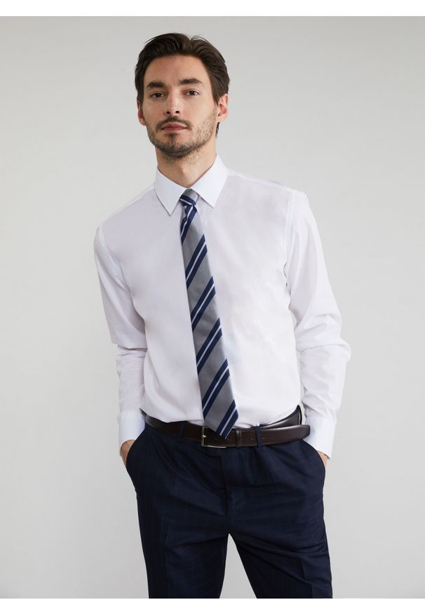 Pako Lorente - PAKO LORENTE – Krawat męski szary P22SF-KX-008-S-0. Kolor: szary. Materiał: poliester