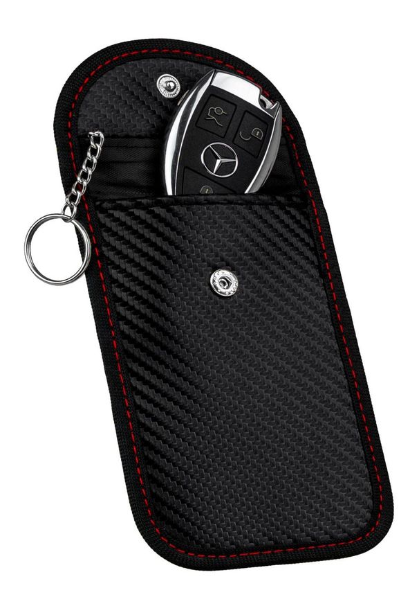 Smart Protect - Etui na Klucze, Karty, Czarne z Karabińczykiem, na Zatrzask, Antykradzieżowy Pokrowiec. Kolor: czarny. Materiał: poliester