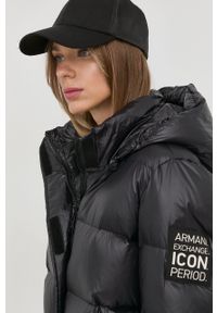 Armani Exchange kurtka puchowa damska kolor czarny zimowa. Okazja: na co dzień. Kolor: czarny. Materiał: puch. Sezon: zima. Styl: casual #6