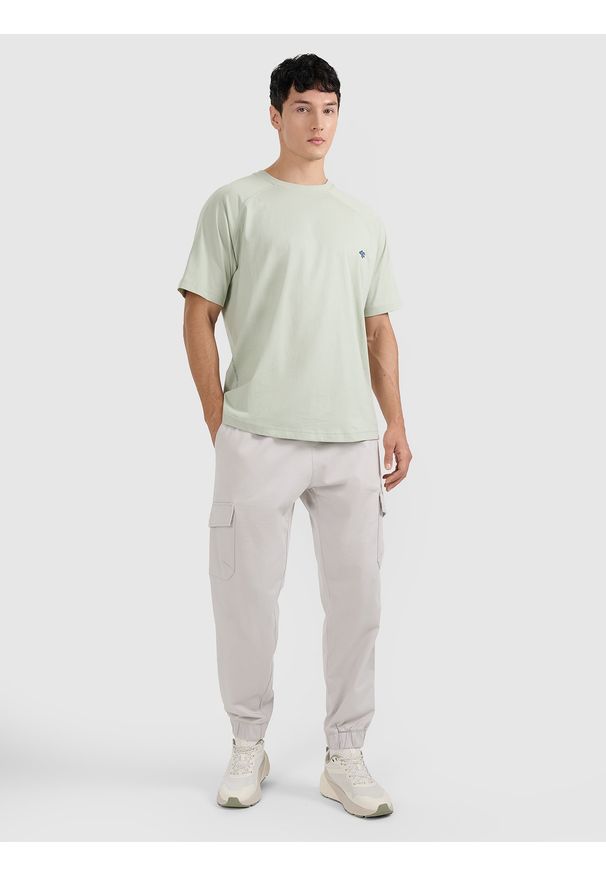 4f - 4F T-shirt oversize gładki męski - turkusowy S. Okazja: na co dzień. Kolor: turkusowy. Materiał: bawełna. Długość: długie. Wzór: gładki. Styl: casual