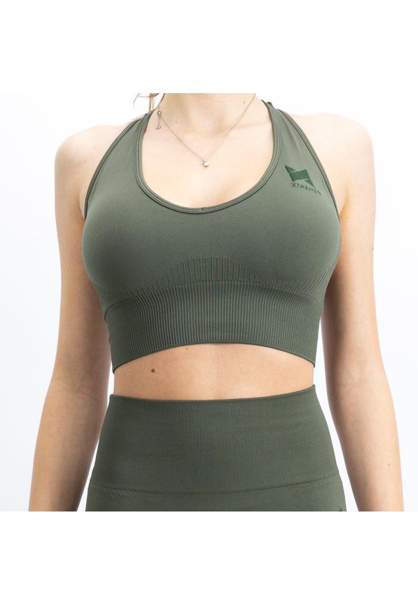 XTREME - Top sportowy damski Xtreme Sportswear. Kolor: zielony. Materiał: elastan, poliamid. Sport: fitness