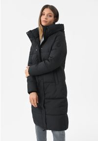 Volcano - Płaszcz z kapturem J-SIMA. Typ kołnierza: kaptur. Kolor: czarny. Materiał: poliester, materiał, dzianina, włókno. Długość: długie. Sezon: zima #1