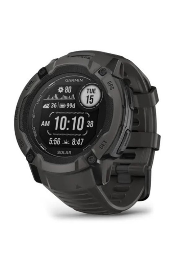 GARMIN - Zegarek sportowy Garmin Instinct 2X Solar (grafitowy / grafitowy pasek). Rodzaj zegarka: smartwatch. Kolor: szary. Styl: sportowy