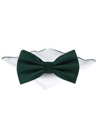 Mucha Męska z Poszetką - Chattier - Zieleń Butelkowa, Bez Wzoru. Styl: elegancki, sportowy #1