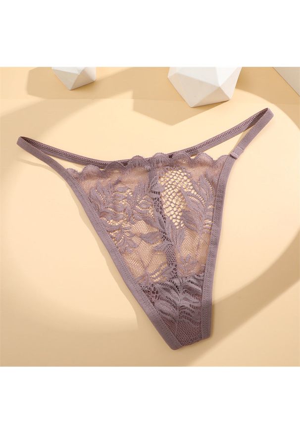 Intica - Stringi koronkowe z wycięciami na specjalne okazje Sangsuk. Kolor: brązowy. Materiał: koronka. Wzór: koronka