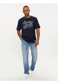 Jack & Jones - Jack&Jones T-Shirt Trevor 12227774 Granatowy Standard Fit. Kolor: niebieski. Materiał: bawełna