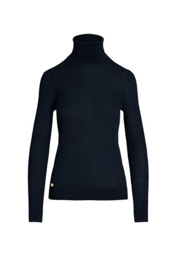 Lauren Ralph Lauren Golf 200940470002 Granatowy Slim Fit. Typ kołnierza: golf. Kolor: niebieski. Materiał: jedwab