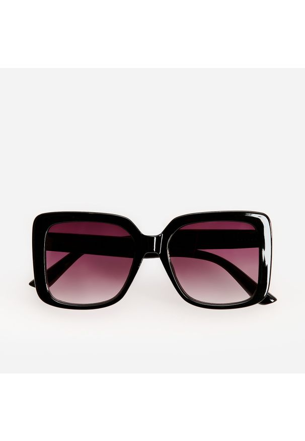 Reserved - Duże okulary przeciwsłoneczne - Czarny. Kolor: czarny