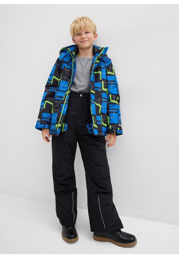 bonprix - Funkcjonalne spodnie na szelkach, z odblaskowymi detalami, wodoodporne. Kolor: czarny