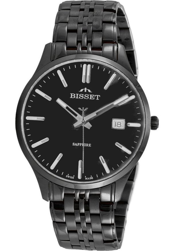 Zegarek Bisset Szwajcarski zegarek męski Bisset BSDF38 szafirowe szkło grafitowy. Kolor: szary, niebieski, wielokolorowy