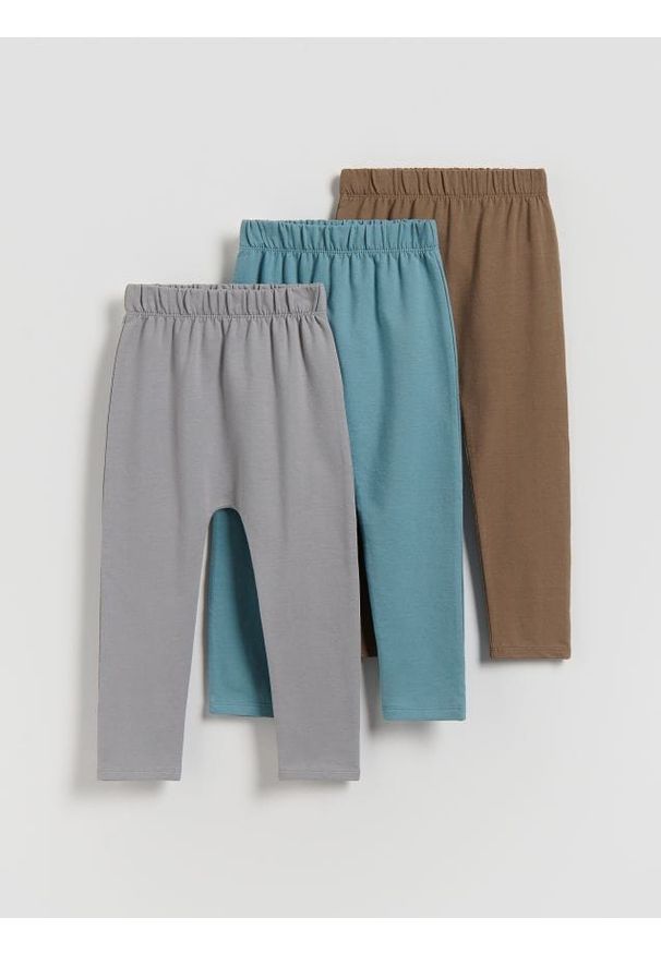 Reserved - Bawełniane legginsy 3 pack - ciemnobrązowy. Kolor: brązowy. Materiał: bawełna