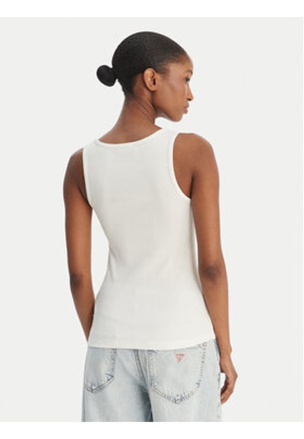 Guess Jeans Top W6GPZ2 KA0H1 Biały Slim Fit. Kolor: biały. Materiał: bawełna
