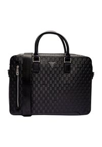 Guess - GUESS Сzarna męska aktówka Torino Briefcase. Kolor: czarny. Materiał: materiał. Styl: elegancki, biznesowy, klasyczny