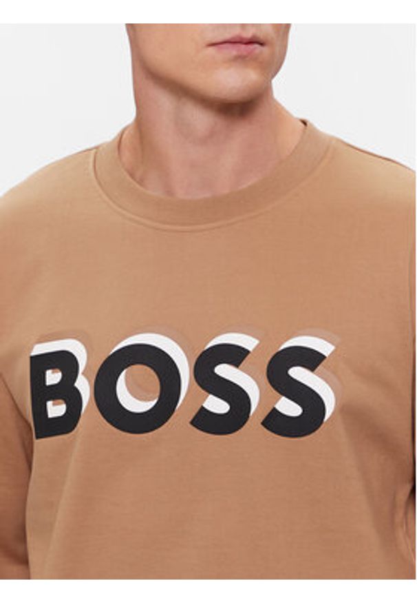 BOSS - Boss Bluza Soleri 07 50507939 Beżowy Relaxed Fit. Kolor: beżowy. Materiał: bawełna