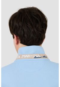 La Martina - LA MARTINA Błękitne męskie polo z małym logo, Rozmiar L. Typ kołnierza: polo. Kolor: niebieski #3