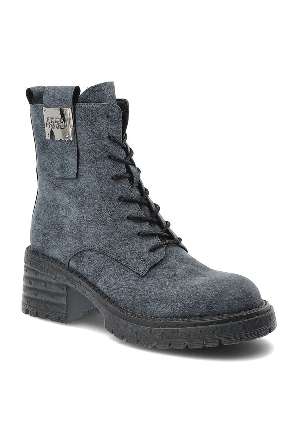 Granatowe Botki Artiker Modne Buty Damskie. Okazja: na co dzień. Kolor: niebieski. Szerokość cholewki: normalna. Obcas: na słupku. Styl: casual, klasyczny