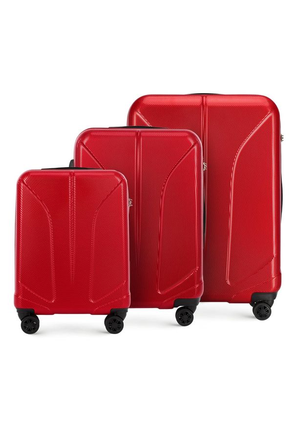 Wittchen - Zestaw walizek z polikarbonu żłobionych. Kolor: czerwony. Materiał: guma