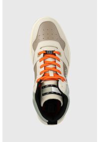 Tommy Jeans sneakersy skórzane TJM BASKET MID LEATHER kolor beżowy EM0EM01258. Zapięcie: sznurówki. Kolor: beżowy. Materiał: skóra #5