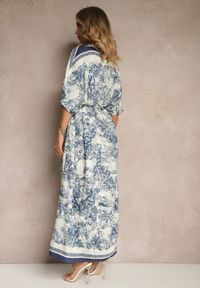 Renee - Niebieska Sukienka Oversize z Wiskozą i Abstrakcyjnym Motywem Lunisana. Okazja: na co dzień. Kolor: niebieski. Materiał: wiskoza. Typ sukienki: oversize. Styl: elegancki, casual #4