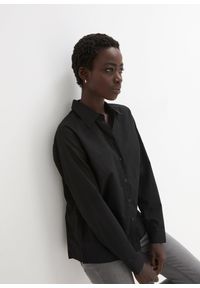 bonprix - Bluzka koszulowa. Typ kołnierza: kołnierzyk klasyczny. Kolor: czarny. Materiał: bawełna #1